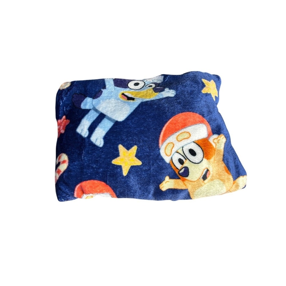 Bluey Kids Christmas Blue Character Plush Blanket Throw Super Soft 46" x 60" NEW